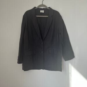 Wrap London Brown Linen Long-Sleeve Blazer 14 Lagenlook Minimalist Workleisure